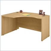 Bush Series C Left Corner Bow Front Wood Desk in Light Oak