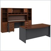 Bush Hansen Cherry Corsa Series Executive Desk with Credenza and 2 Storage Cabinets