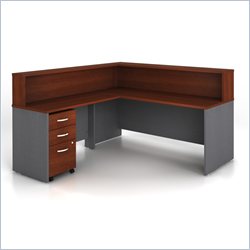 Bush Furniture Hansen Cherry Corsa Series L-Shape Reception Desk