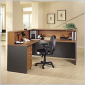Bush Auburn Maple Corsa L-Shaped Reception Desk with Hutch