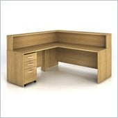 Bush Series C 4-Piece L-Shape Reception Computer Desk in Light Oak