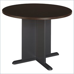 Bush Furniture Round 3.5' Wood Conference Table in Mocha Cherry
