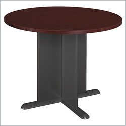 Bush Furniture Round 3.4' Conference Table with X-Shaped Base