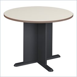 Bush Furniture Round 3.4' Conference Table with X-Shaped Base in Medium Taupe