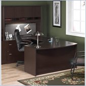 Bush Corsa Series U-Shape Home Office Wood Desk Set with Hutch in Mocha Cherry Finish