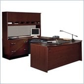 Bush Series C Executive U-Shape Wood Desk in Mahogany