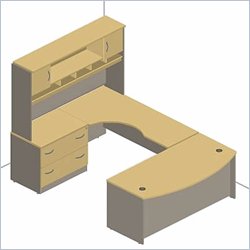 Bush Furniture Corsa Series Corner U-Shaped with Hutch in Light Oak