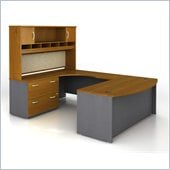 Bush Corsa Series U-Shape Corner Wood Office Set with Hutch in Natural Cherry