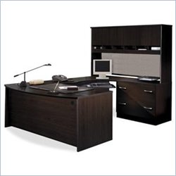 Bush Furniture Corsa Series U-Shaped Corner Desk with Hutch in Mocha Cherry