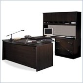 Bush Corsa Series U-Shape Wood Corner Desk with Hutch in Mocha Cherry