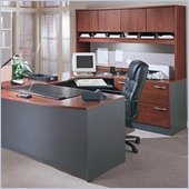 Bush Corsa Series U-Shape Wood Corner Desk with Hutch in Hansen Cherry