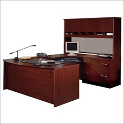 Bush Furniture Corsa Series U-Shaped Corner Desk Home Office Set in Mahogany Finish with Hutch