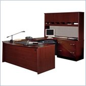 Bush Corsa Series U-Shape Wood Home Office Set with Hutch in Mahogany