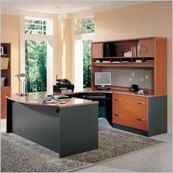 Bush Furniture Auburn Maple Corsa Series U-Shaped Corner Desk with Hutch