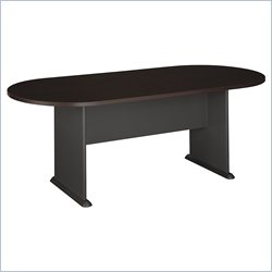 Bush Furniture Racetrack 6.9' Conference Table with Slab Base in Cherry and Gray