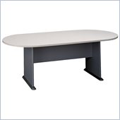 Bush Racetrack 6.9 Conference Table with Slab Base in White Spectrum and Pewter