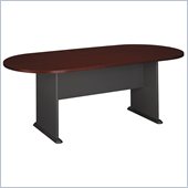 Bush Racetrack 6.9 Conference Table with Slab Base in Mahogany and Graphite Gray