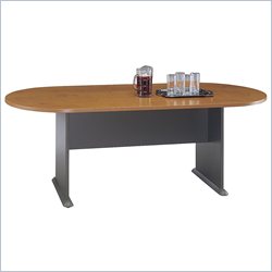 Bush Furniture Racetrack 6.9' Conference Table with Slab Base in Natural Cherry and Graphite Gray