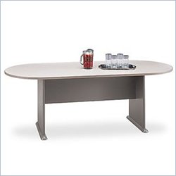 Bush Furniture Racetrack 6.9' Conference Table with Slab Base in Gray and Taupe