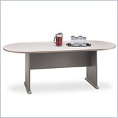 Bush Racetrack 6.9 Conference Table with Slab Base in Gray and Taupe