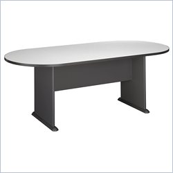 Bush Furniture Racetrack 6.9' Conference Table with Slab Base in Slate