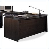 Bush Corsa Series L-Shape Bow Front Wood Computer Desk Set in Mocha Cherry
