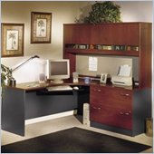 Bush Series C L-Shape Wood Desk with Hutch in Hansen Cherry
