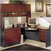Bush Corner Home Office Wood Desk Set with Hutch in Hansen Cherry Finish
