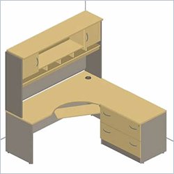 Bush Furniture Auburn Maple Corsa Series Corner Computer Desk with Hutch