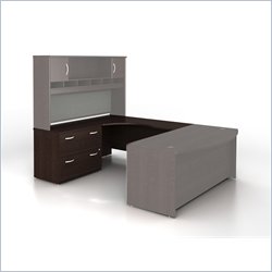Bush Furniture Mocha Cherry Corsa Series U-Shape Desk Suite