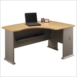 Bush Furniture Series A Right Corner L-Shape Wood Desk in Light Oak