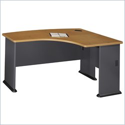 Bush Furniture Series A Right L-Shape Bow Front Wood Desk in Natural Cherry