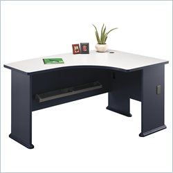Bush Furniture Series A Right Corner L-Shape Bow Front Wood Desk in Slate
