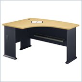 Bush Series A Left L-Shape Bow Front Wood Desk in Beech