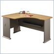 ADD TO YOUR SET: Bush Series A Left L-Shape Bow Front Wood Desk in Light Oak