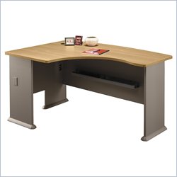 Bush Furniture Series A Left L-Shape Bow Front Wood Desk in Light Oak