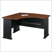 Bush Series A L-Shape Bow Front Wood Desk in Hansen Cherry