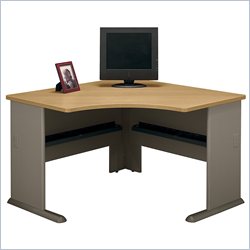 Bush Furniture Series A Corner Wood Computer Desk in Light Oak