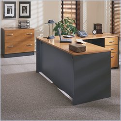 Bush Furniture Corsa Series Right L-Shape Office Suite in Natural Cherry