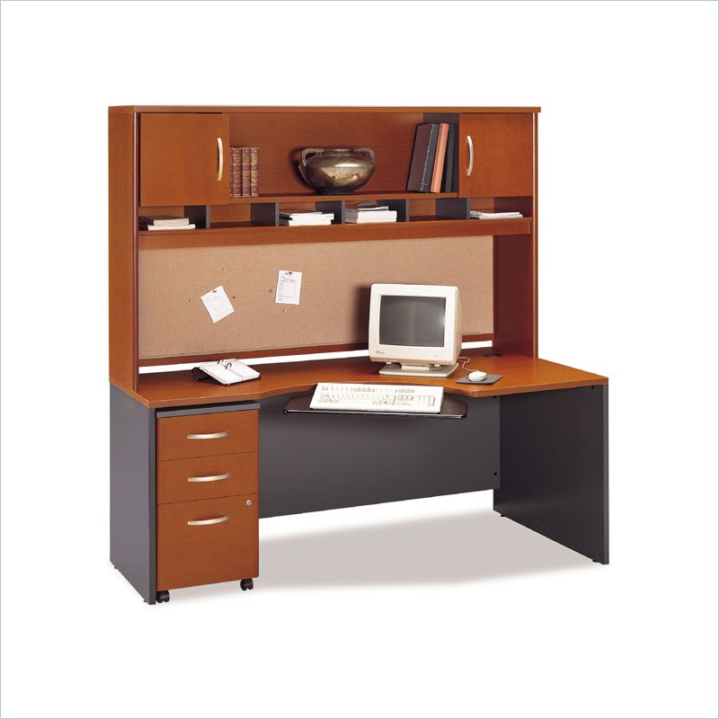 Bush Corsa Series Executive Desk with Hutch in Auburn Maple