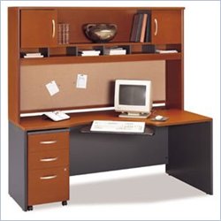 Bush Furniture Wood Home Office Computer Desk Set with Hutch in Auburn Maple by Bush