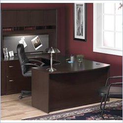 Bush Furniture Corsa Series U-Shape Wood Home Office Set with Hutch in Mocha Cherry