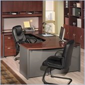 Bush Corsa Series U-Shape Bow Front Wood Home Office Set with Hutch in Hansen Cherry