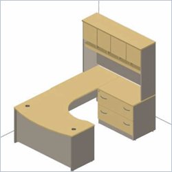 Bush Furniture Corsa Series Corner U-Shaped with Hutch in Light Oak
