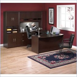 Bush Furniture Corsa Series U-Shape Office Set with Hutch in Mocha Cherry