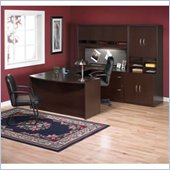 Bush Furniture Corsa Series U-Shape Wood Office Set with Hutch in Mocha Cherry