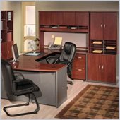 Bush Corsa Series U-Shape Wood Office Set with Hutch in Hansen Cherry