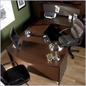 Bush Corsa Series Home Office U-Shape Wood Computer Desk Set with Hutch in Mocha Cherry