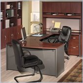 Bush Furnit Corsa Series U-Shape Wood Office Set with Hutch in Hansen Cherry