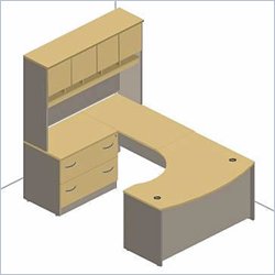 Bush Furniture Corsa Series Corner U-Shaped with Hutch in Mahogany